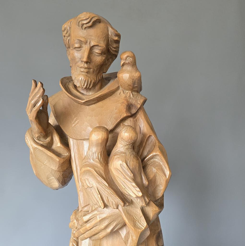 Nogler Grödnertal - 75cm Figur und Sockel - Hl. Franziskus von Assisi