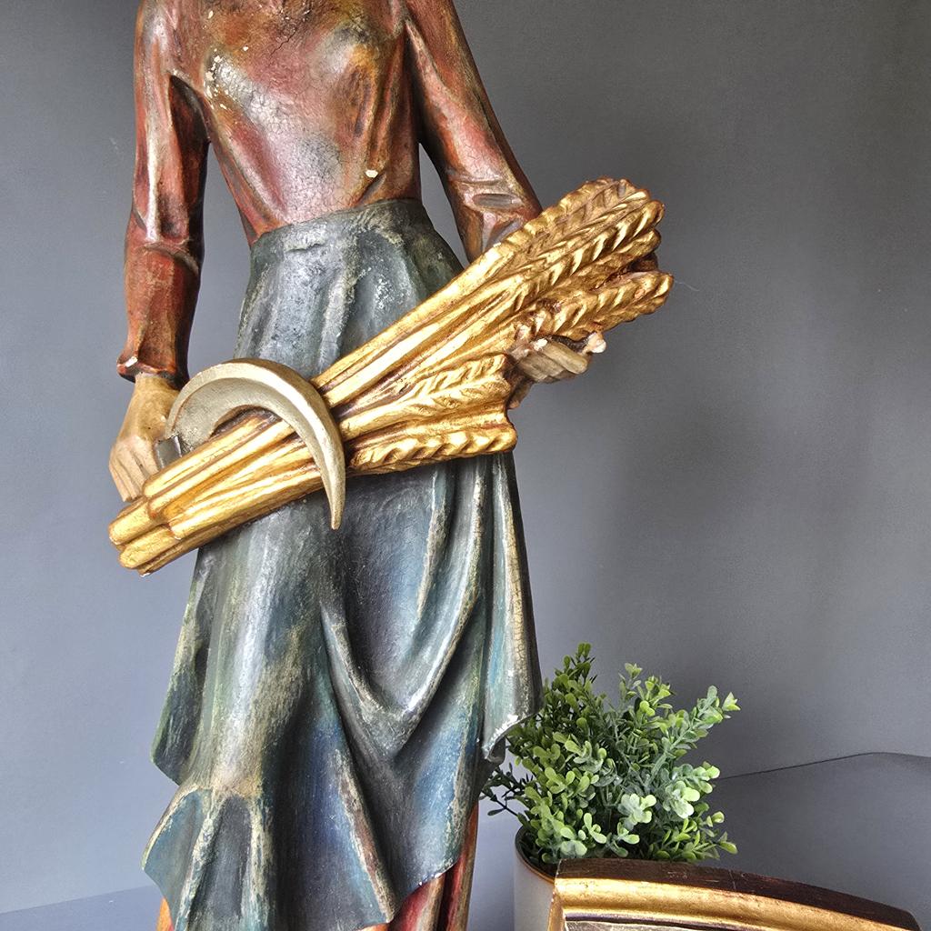 Holzschnitzerei Figur - Südtirol - Hlg. Nothburga mit Sockel - 85cm