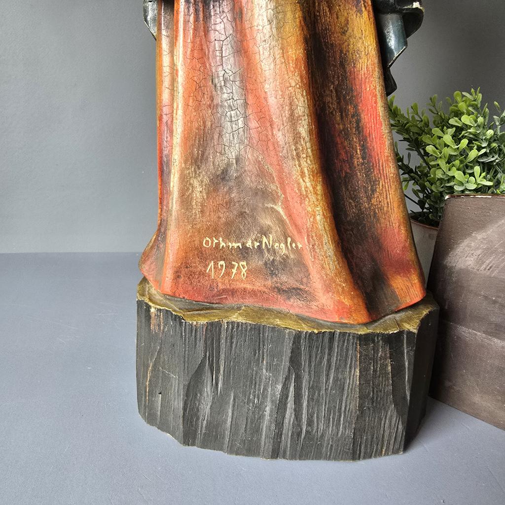 Holzschnitzerei Figur - Südtirol - Hlg. Nothburga mit Sockel - 85cm