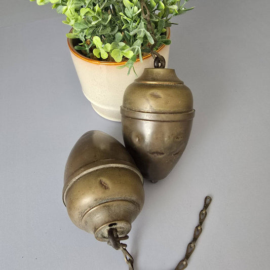 Antike Messing-Lampengewichte, Paar um 1900
