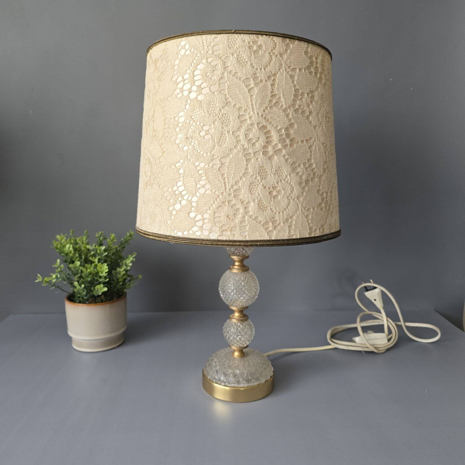 Palme & Walter - Palwa - Tischlampe - Kristall & Messing