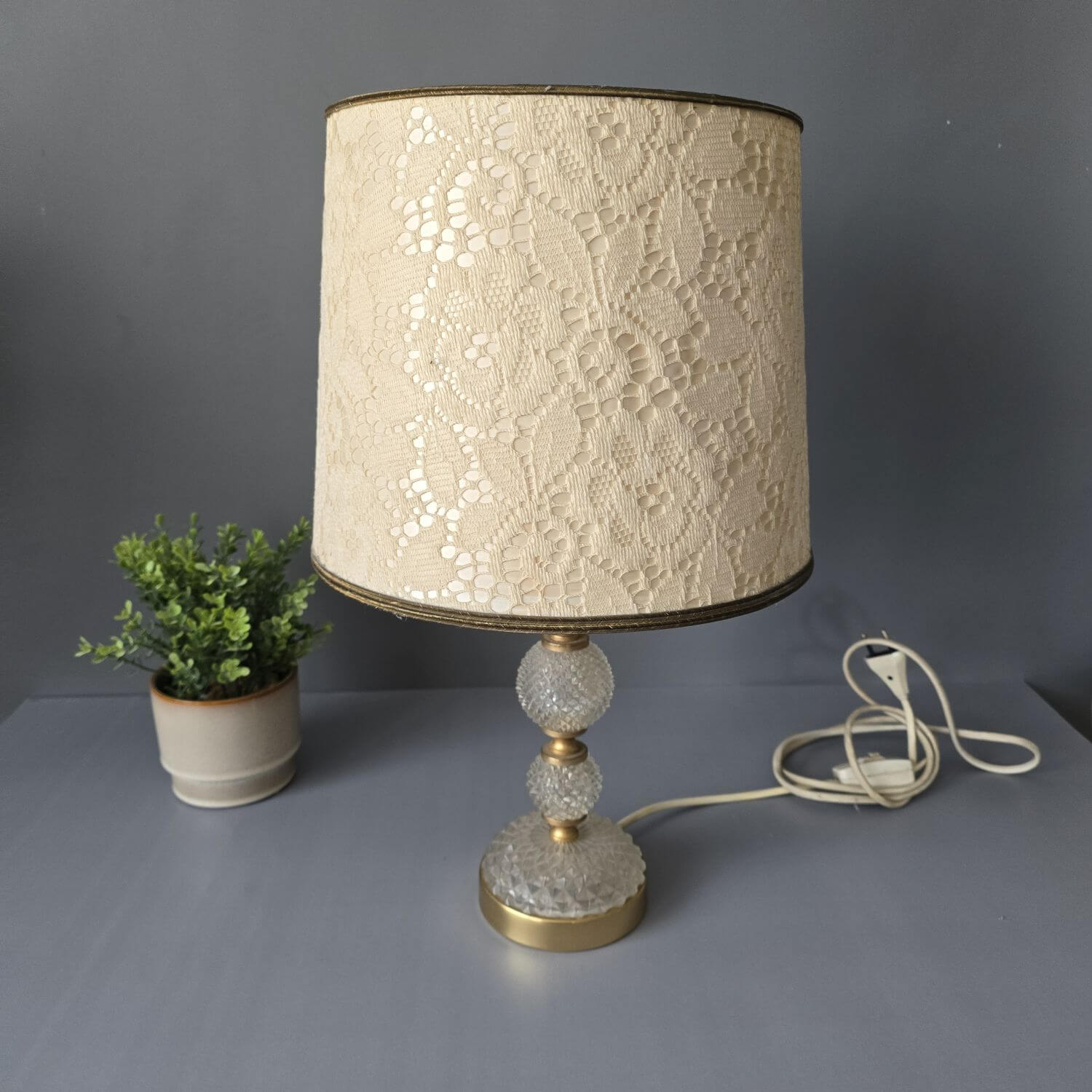 Palme & Walter - Palwa - Tischlampe - Kristall & Messing