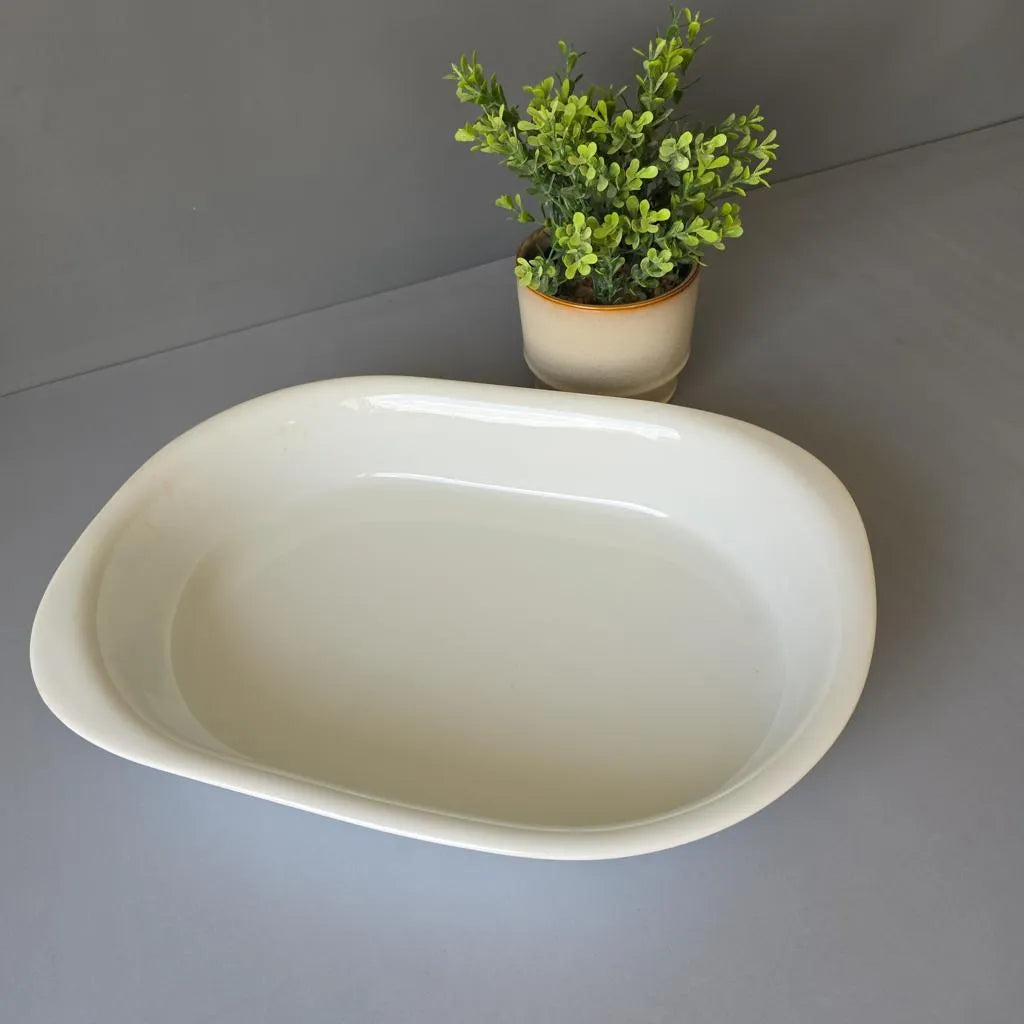 Große Pillivuyit Auflaufform, Gratinierform oval, weißes Porzellan