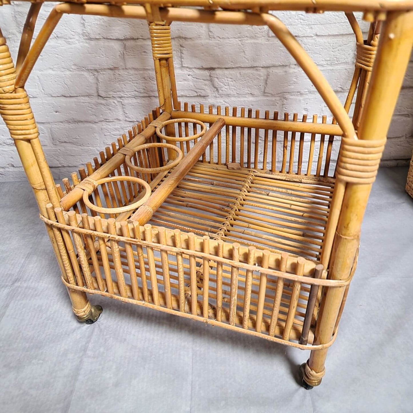 Boho Barwagen Rattan - 1970er Jahre
