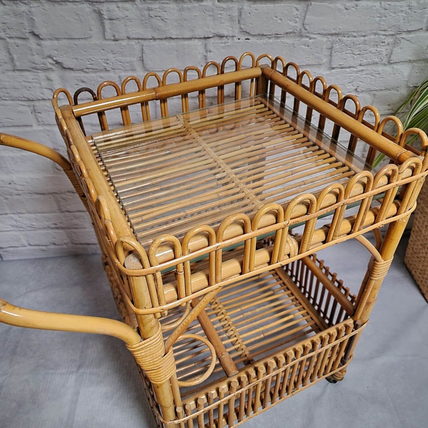 Boho Barwagen Rattan - 1970er Jahre