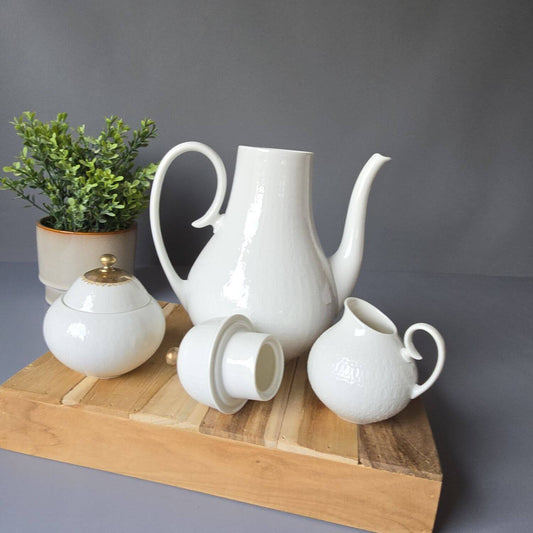Rosenthal Romanze Weiß Kaffeekern – Kanne, Zucker, Milch