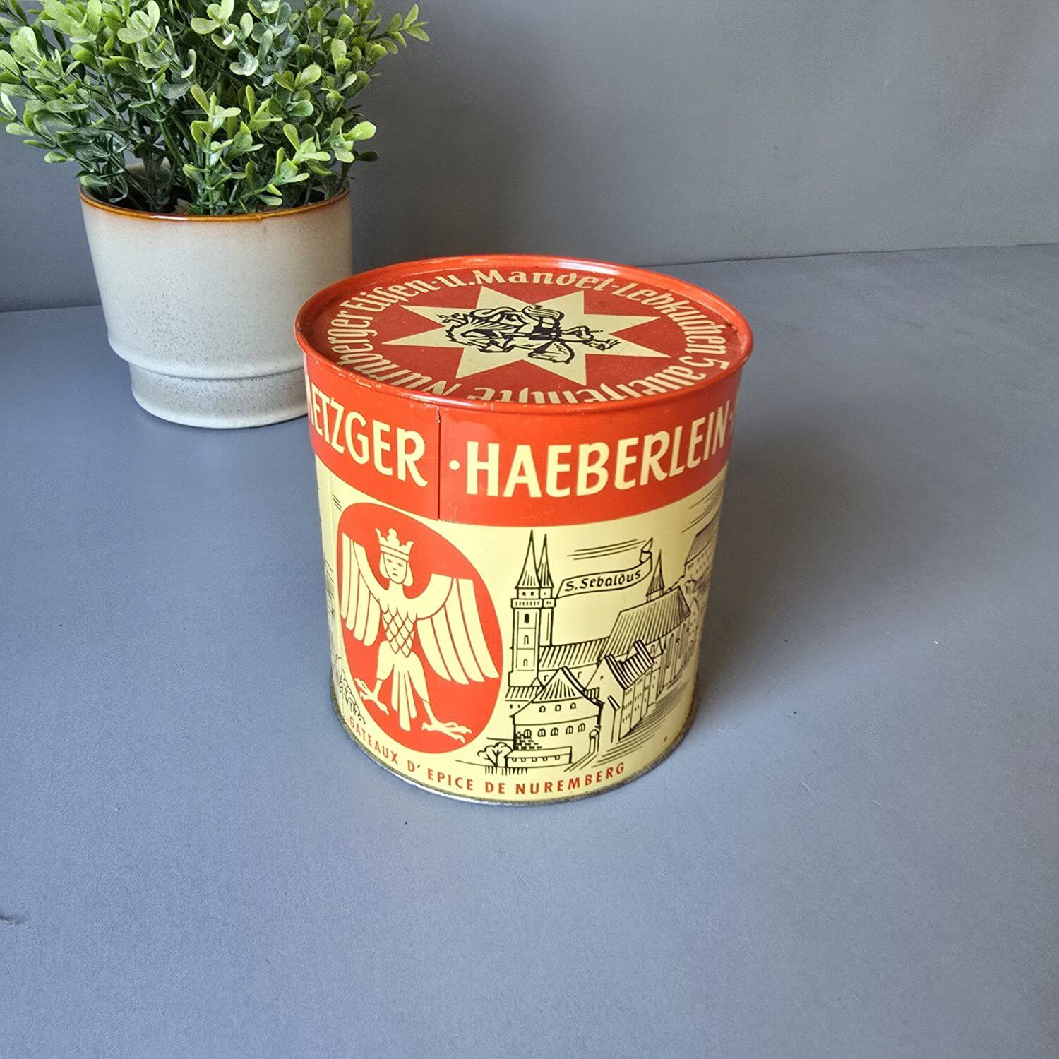 Haeberlein Metzger Lebkuchen Blechdose, 1960er