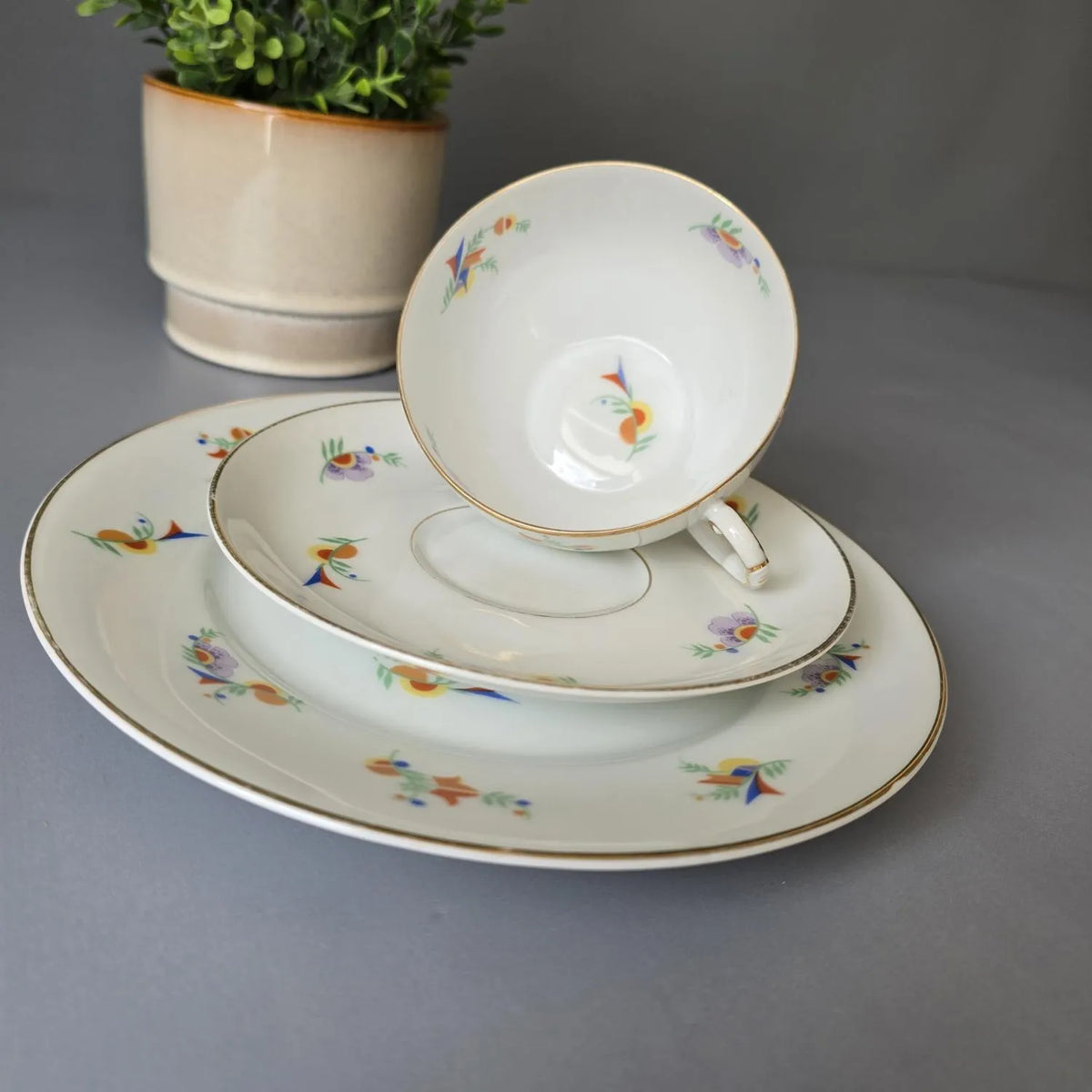 Art Deco Sammeltasse - Sammelgedeck - F. Thomas
