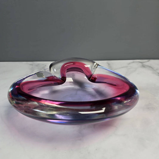 Murano Schale Glas - Muschel - Seguso dalla Venezia SDV - 60s Lila Blau - Italien