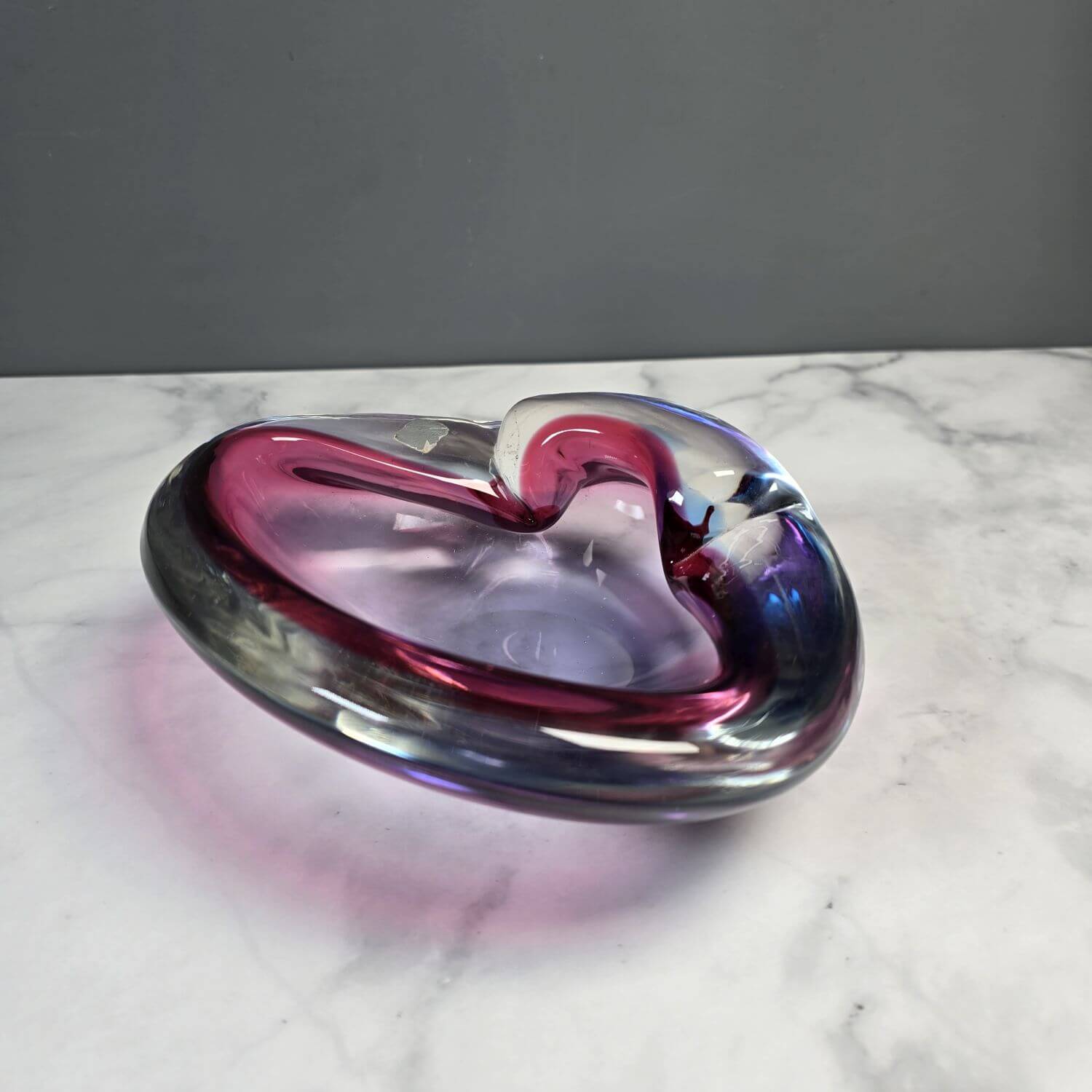 Murano Schale Glas - Muschel - Seguso dalla Venezia SDV - 60s Lila Blau - Italien