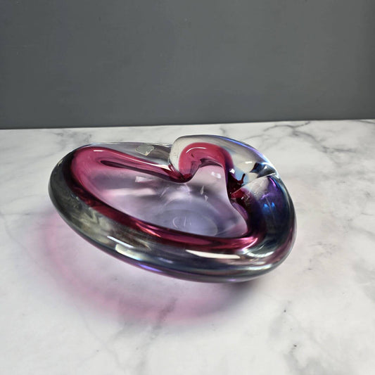 Murano Schale Glas - Muschel - Seguso dalla Venezia SDV - 60s Lila Blau - Italien