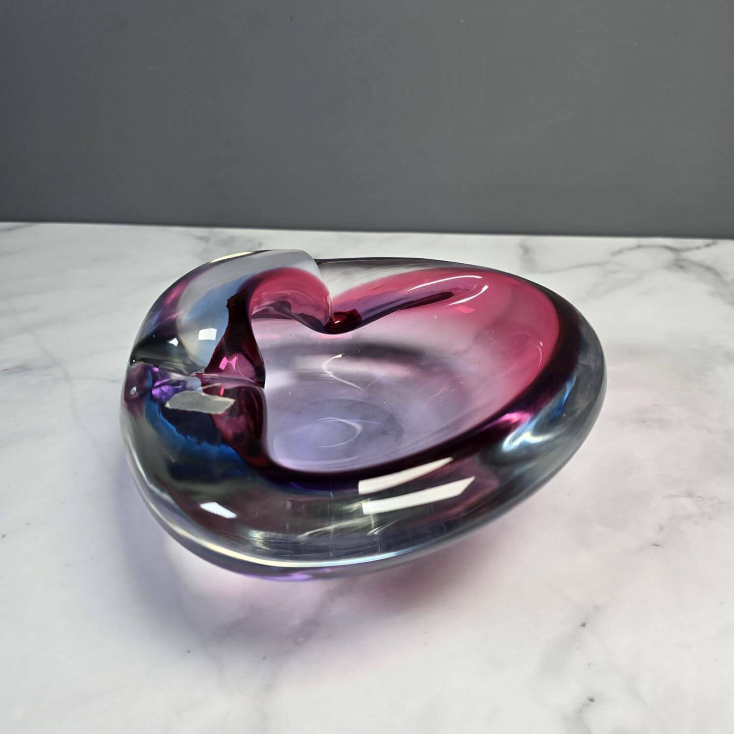 Murano Schale Glas - Muschel - Seguso dalla Venezia SDV - 60s Lila Blau - Italien