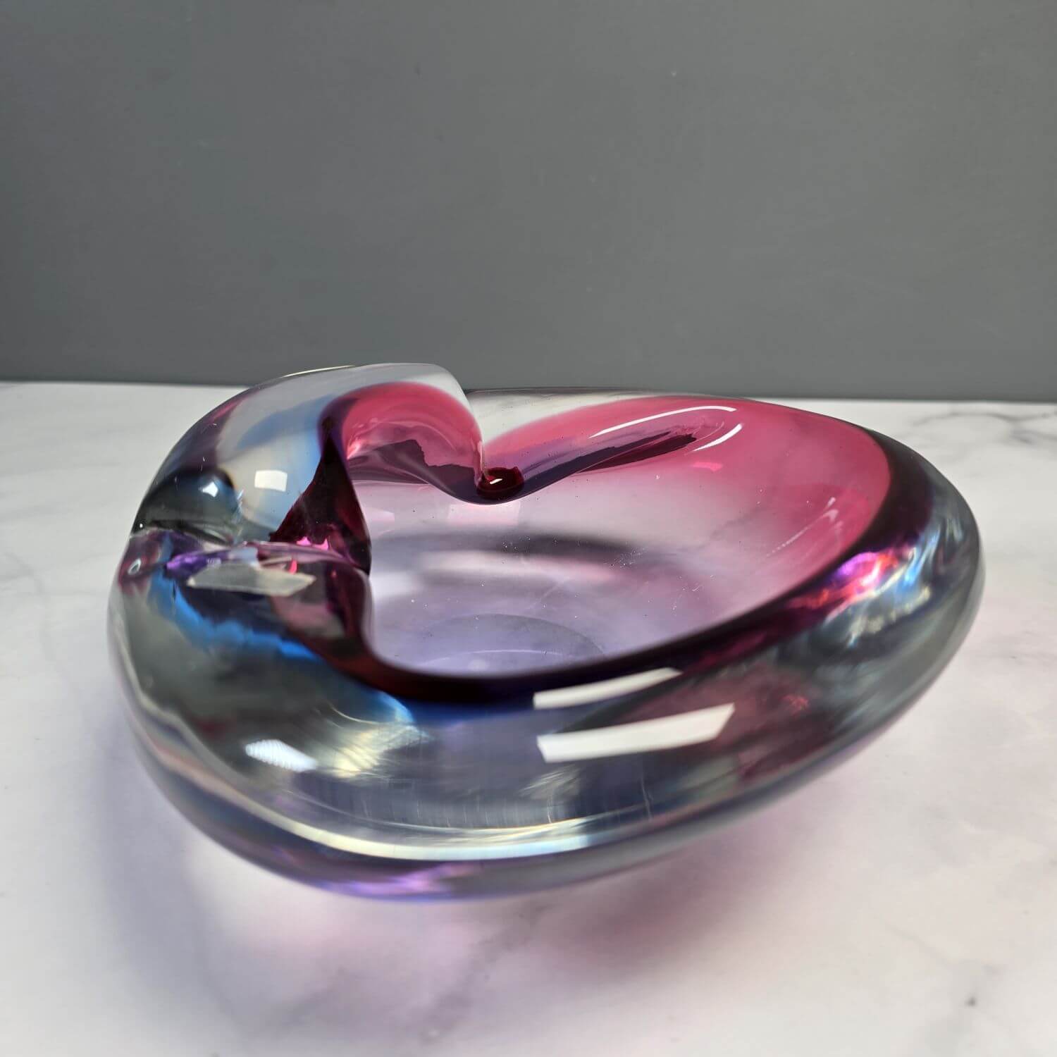Murano Schale Glas - Muschel - Seguso dalla Venezia SDV - 60s Lila Blau - Italien