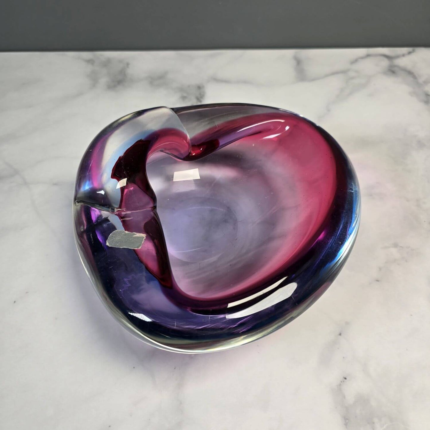 Murano Schale Glas - Muschel - Seguso dalla Venezia SDV - 60s Lila Blau - Italien