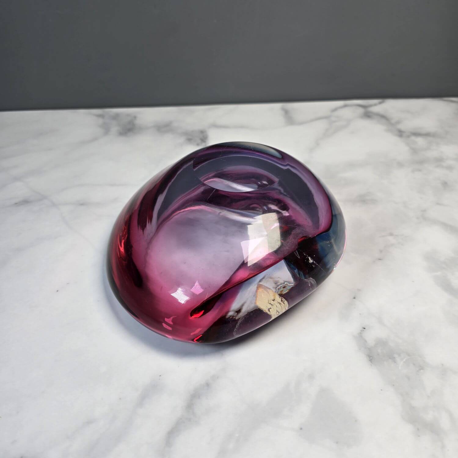 Murano Schale Glas - Muschel - Seguso dalla Venezia SDV - 60s Lila Blau - Italien