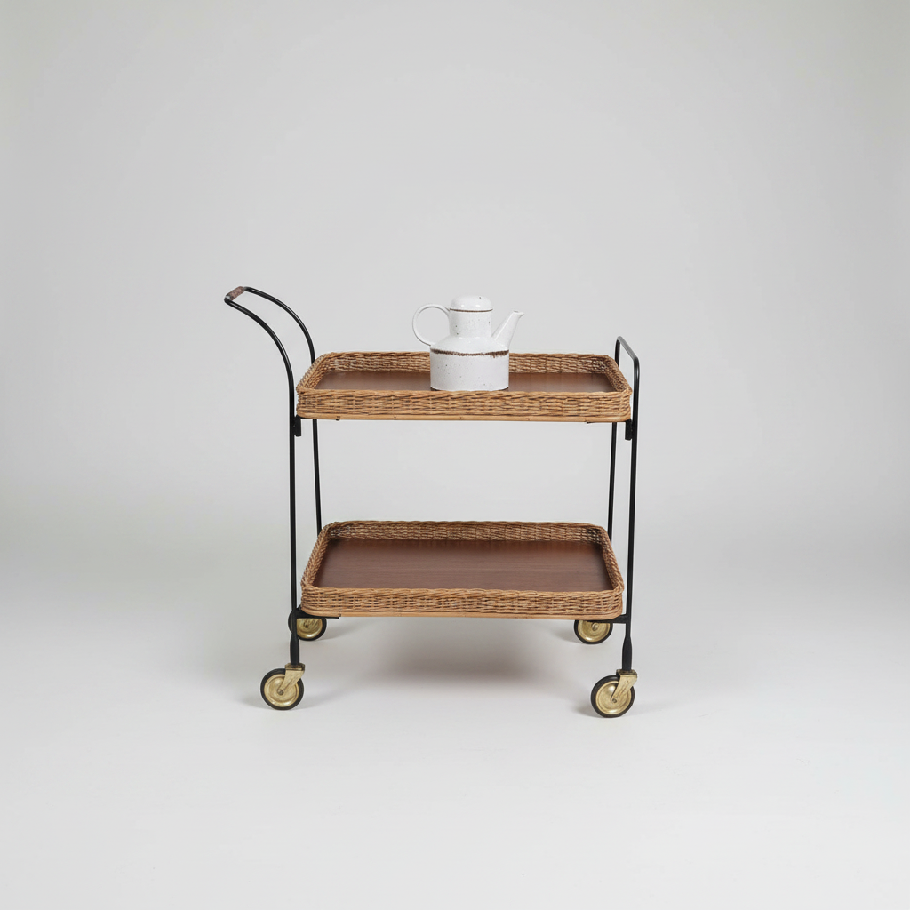 60sBarwagen, Servierwagen mit 2 Tabletts 