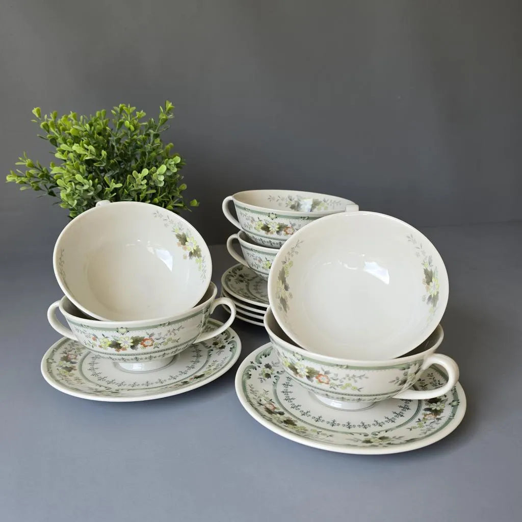 Royal Doulton Provencal - Suppentassen mit Unterteller - 6er Set