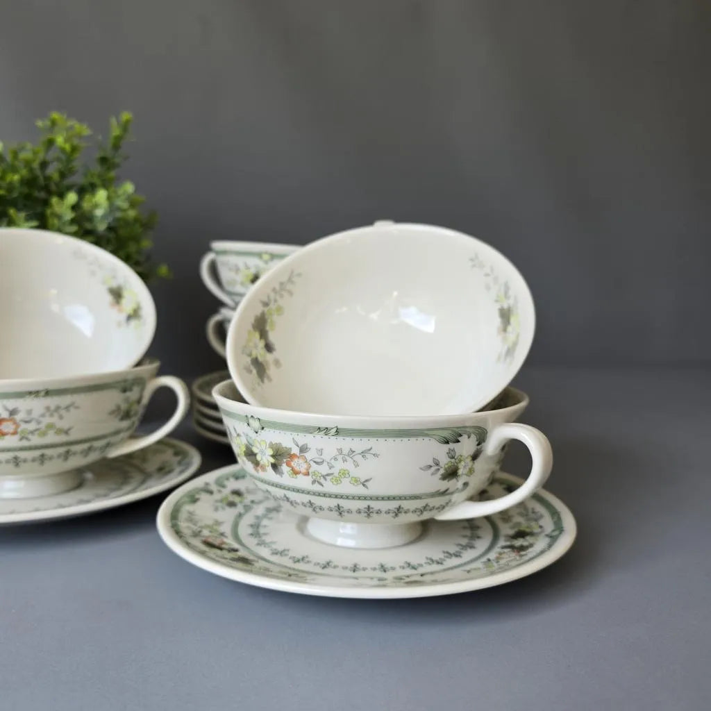Royal Doulton Provencal - Suppentassen mit Unterteller - 6er Set