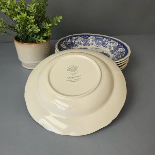 6er Set Suppenteller - Villeroy & Boch Burgenland Blau - grüne Bodenmarke