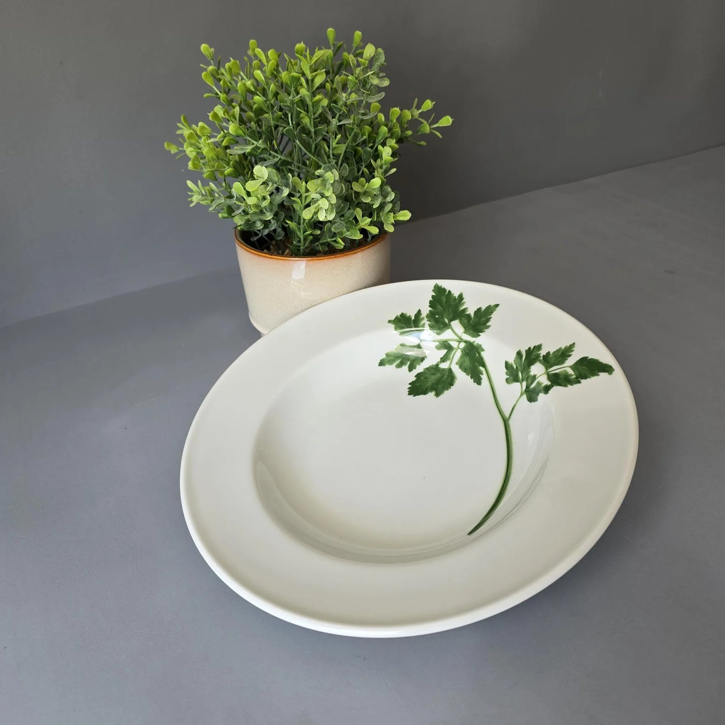 Suppenteller 23cm - Dibbern Herbaticum - Motiv Petersilie - tiefer Teller