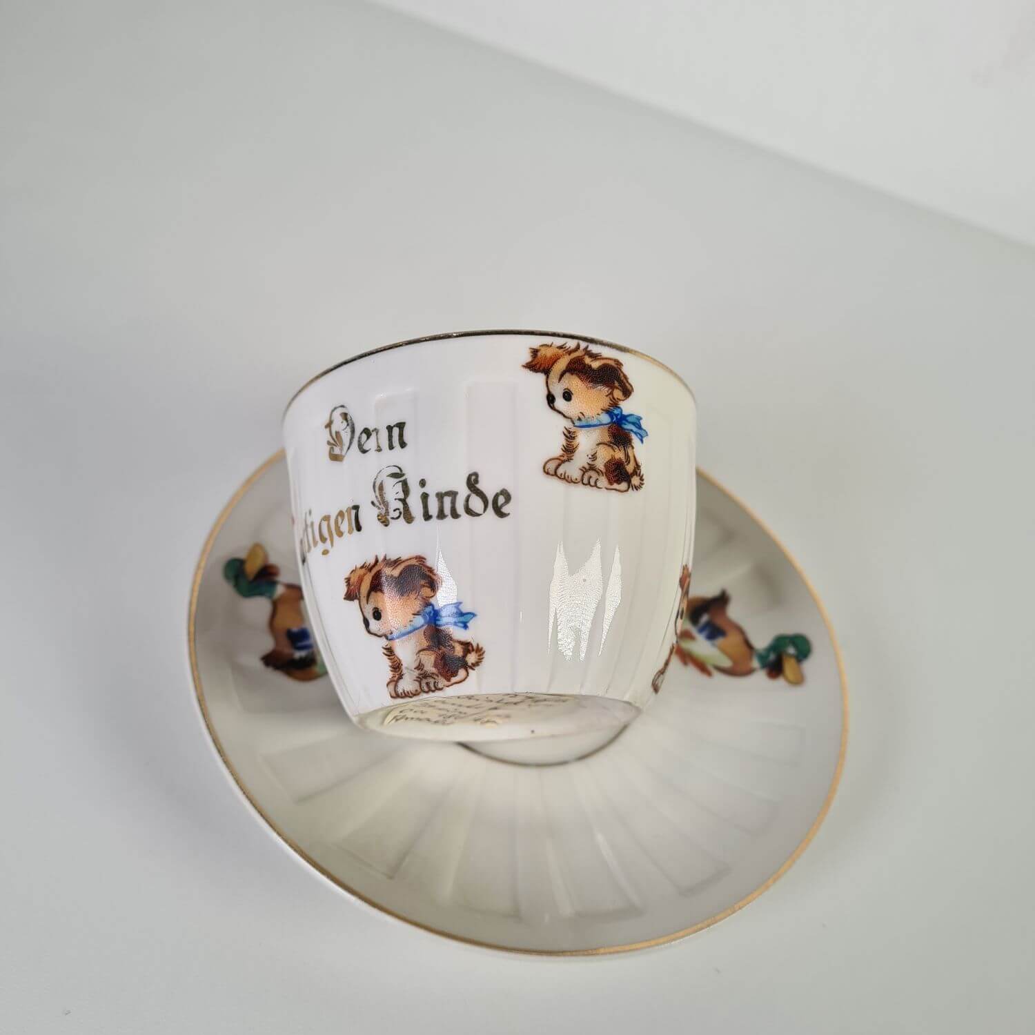 Antike Kindertasse - Geschenk dem artigen Kinde - wohl um 1900