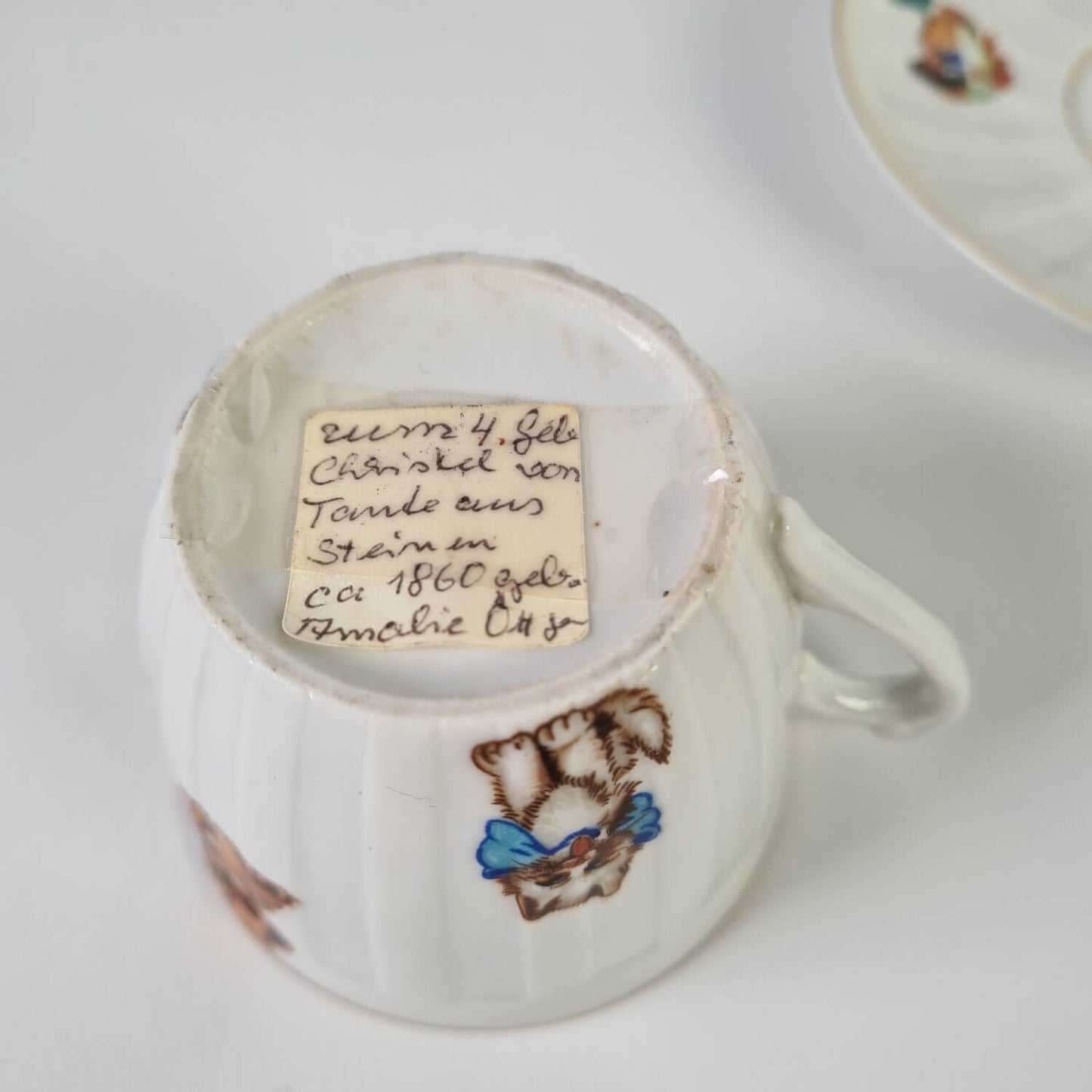 Antike Kindertasse - Geschenk dem artigen Kinde - wohl um 1900