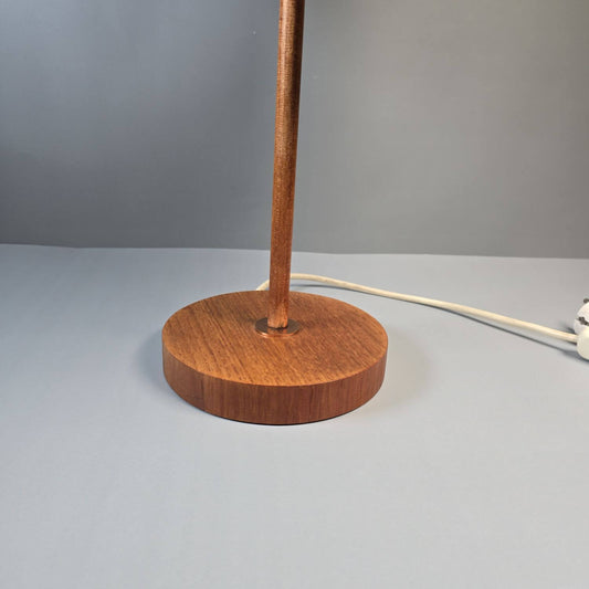 Temde Tischlampe aus Teak mit Textilschirm - Mid century Schreibtischlampe