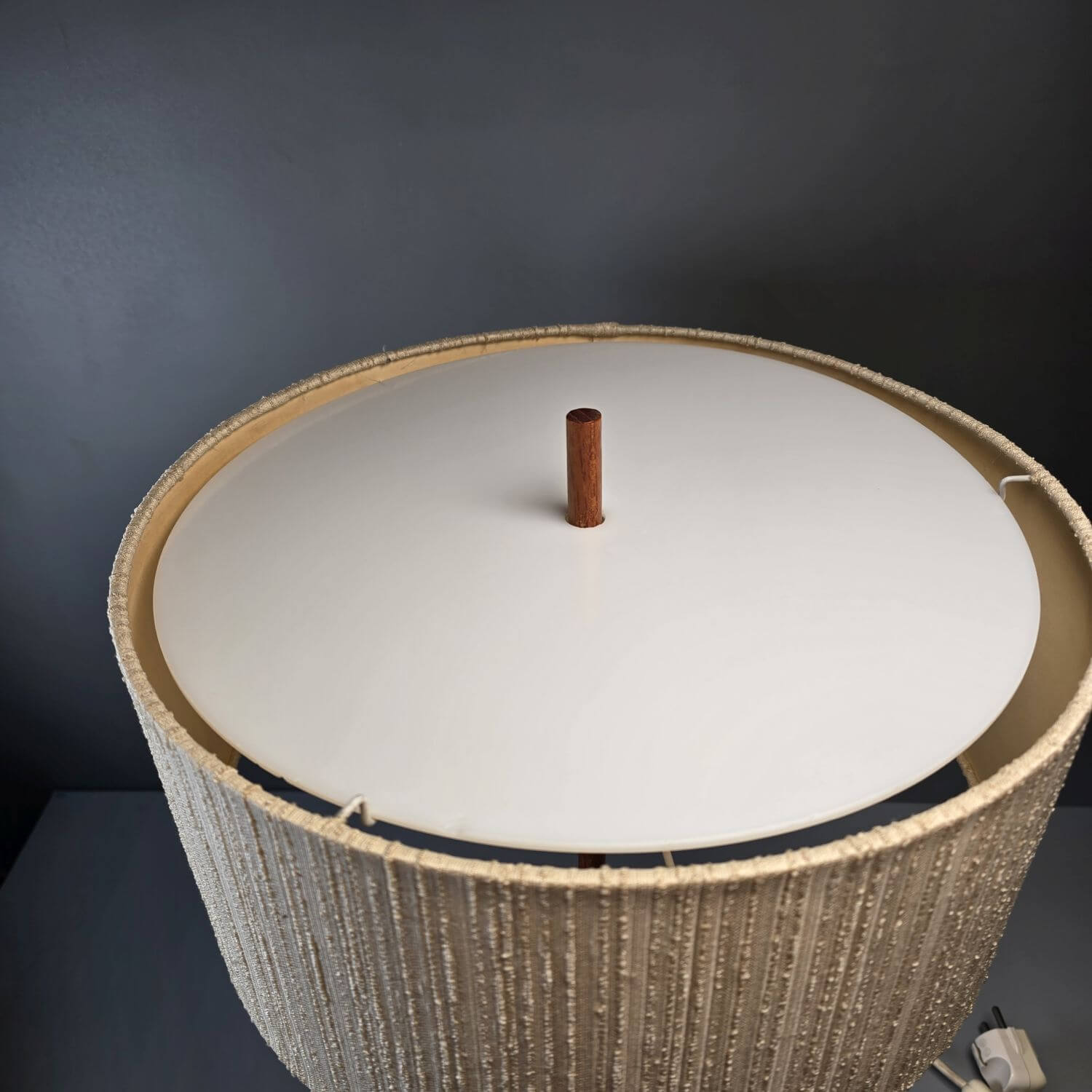 Temde Tischlampe aus Teak mit Textilschirm - Mid century Schreibtischlampe