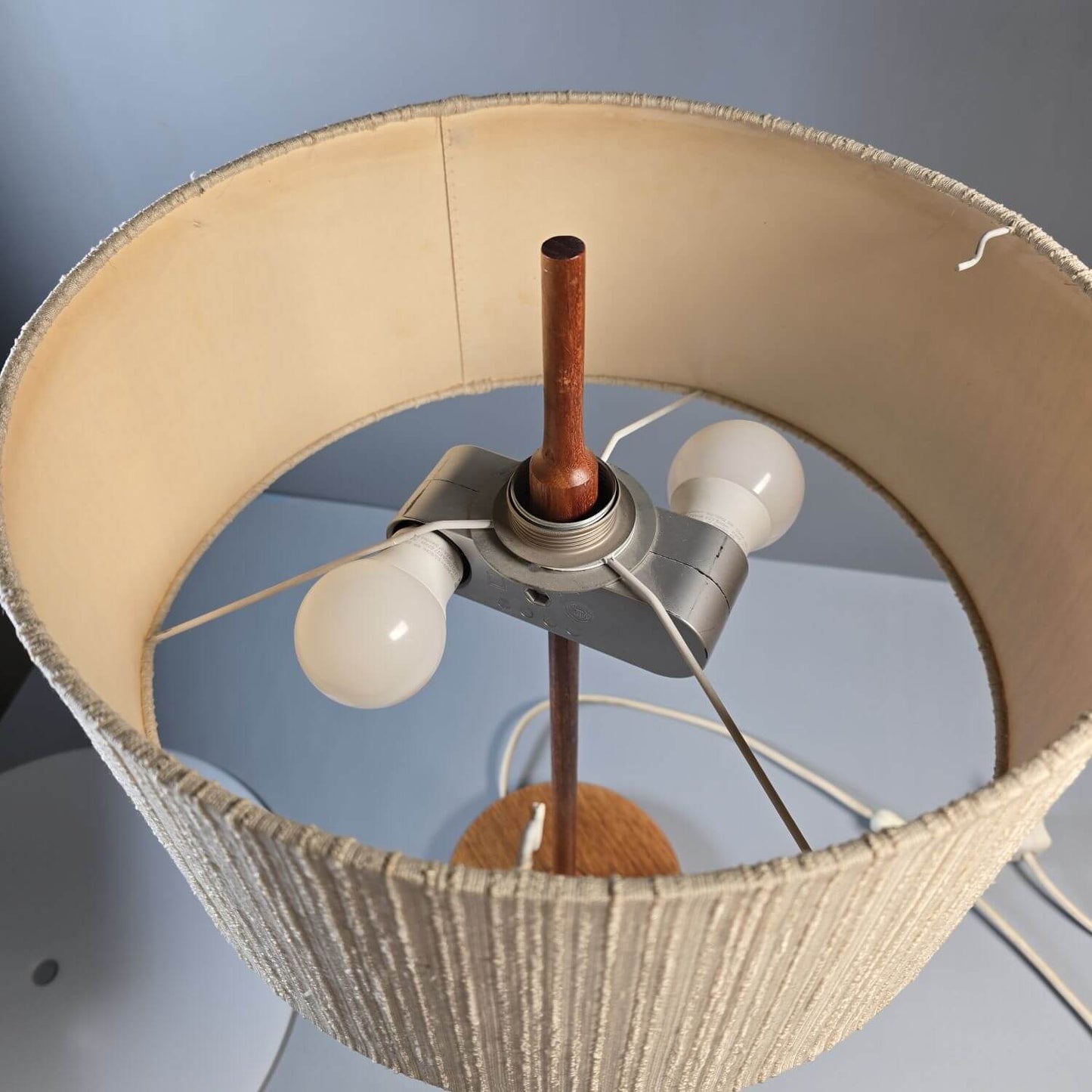 Temde Tischlampe aus Teak mit Textilschirm - Mid century Schreibtischlampe