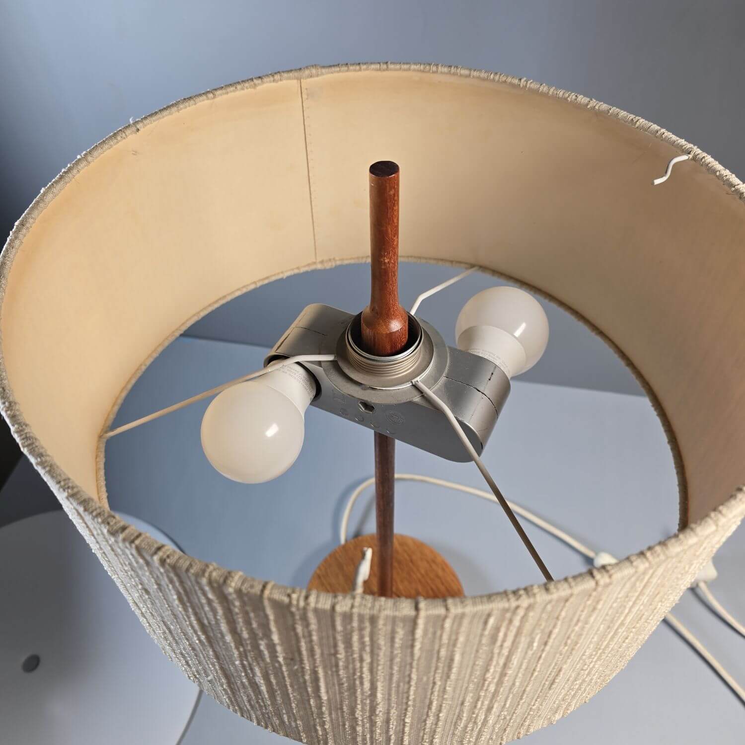 Temde Tischlampe aus Teak mit Textilschirm - Mid century Schreibtischlampe