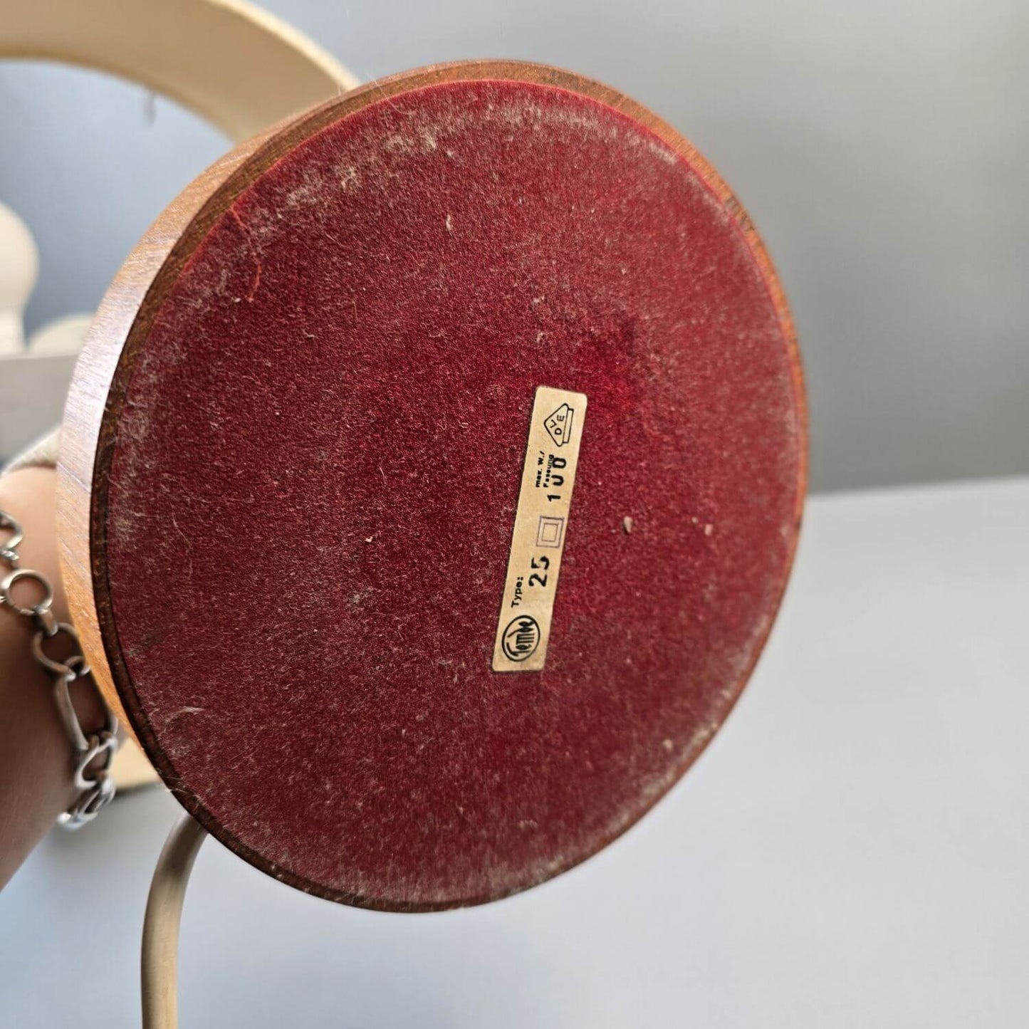 Temde Tischlampe aus Teak mit Textilschirm - Mid century Schreibtischlampe