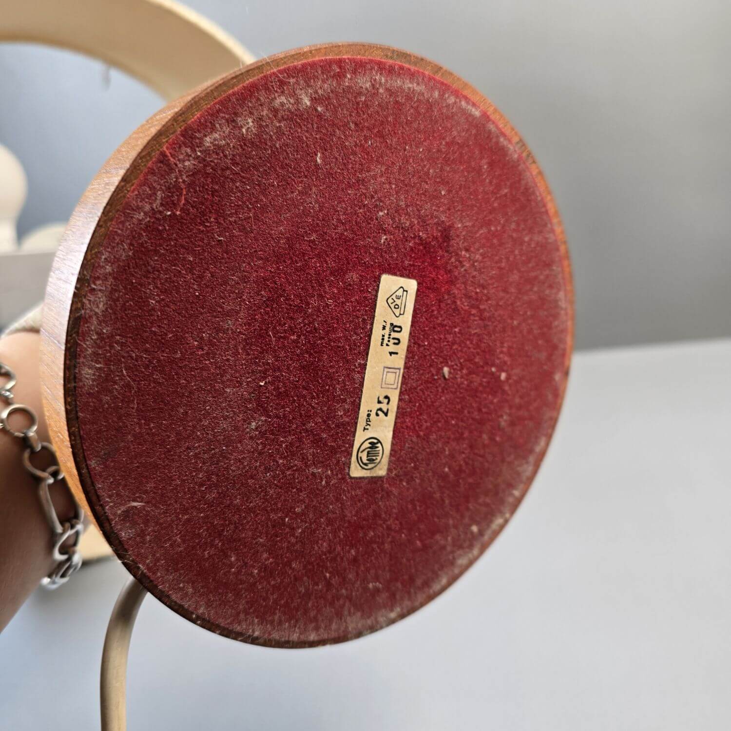 Temde Tischlampe aus Teak mit Textilschirm - Mid century Schreibtischlampe