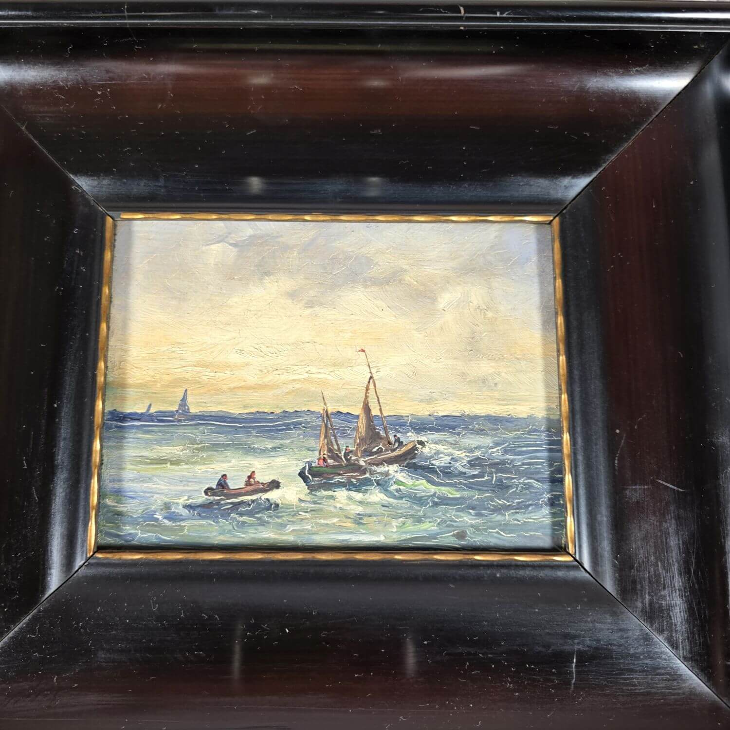Theodor Hugo Fenners - Öl auf Hartfaser - Seestück