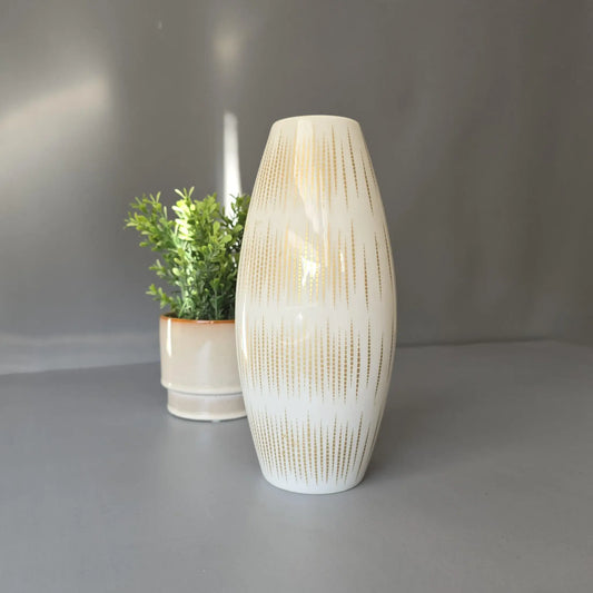 Thomas Vase aus den 1970ern - weiß mit goldenem Muster