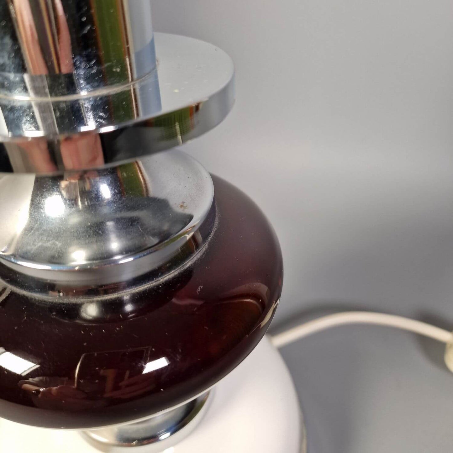 Design Tischleuchte 70er Jahre - Chrom - schwarz weiß - Große Tischlampe