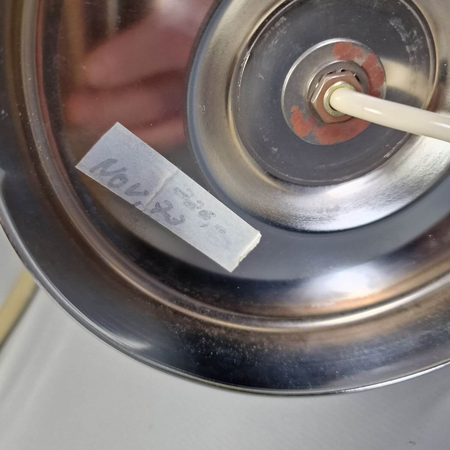 Design Tischleuchte 70er Jahre - Chrom - schwarz weiß - Große Tischlampe