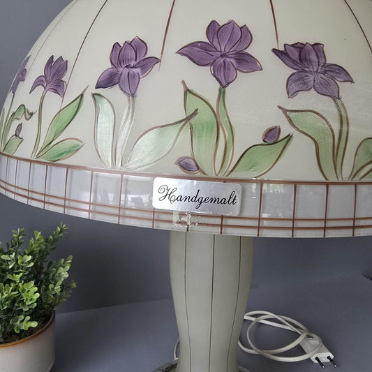 Doria Pilzlampe Tischlampe – handbemaltes Opalglas 60er