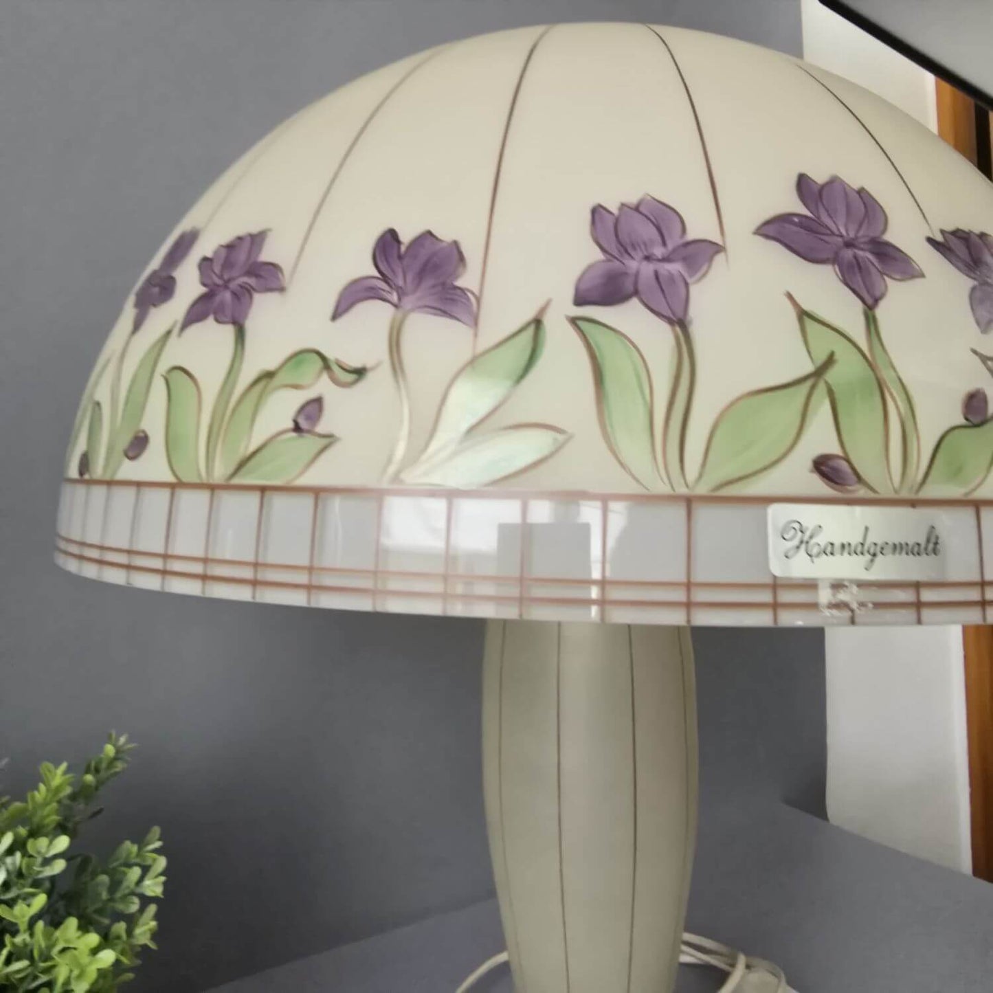 Doria Pilzlampe Tischlampe – handbemaltes Opalglas 60er