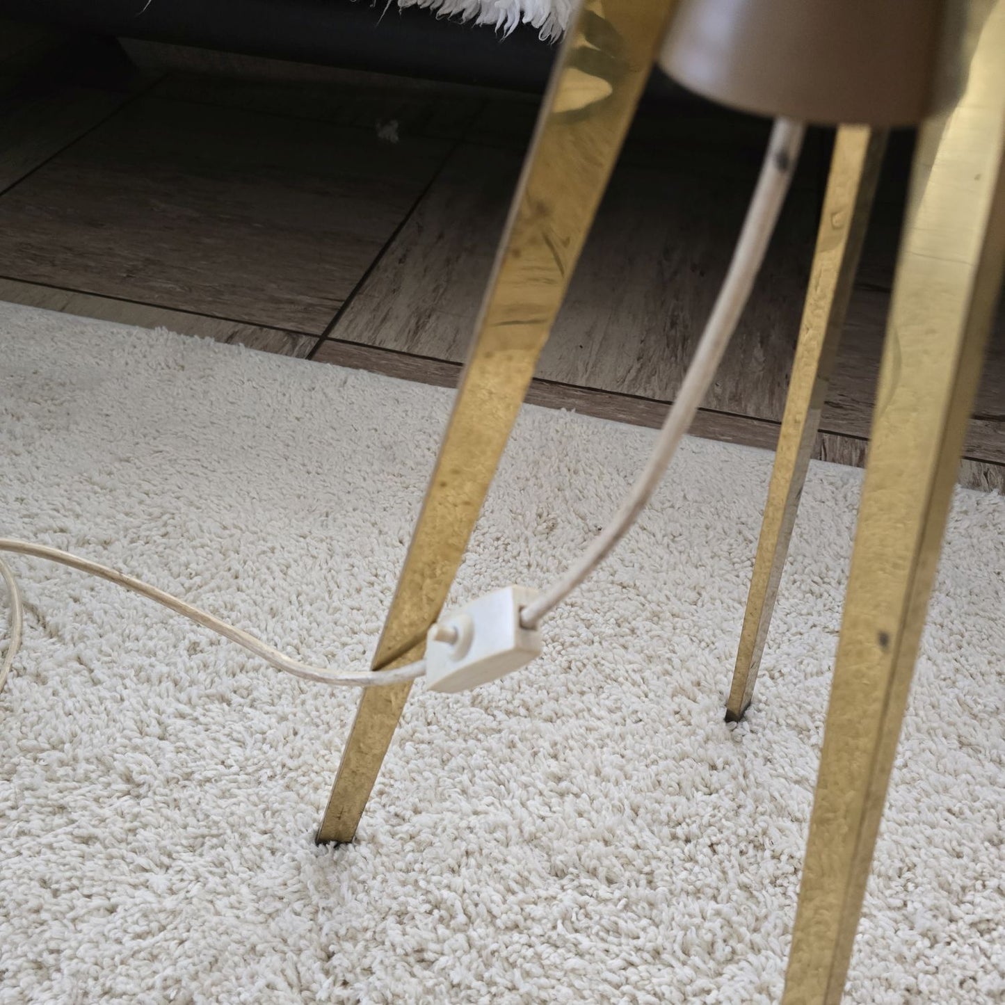 Mid Century Tripod Stehleuchte - 50er 60er Jahre - Teak - Messing - Floor Lamp