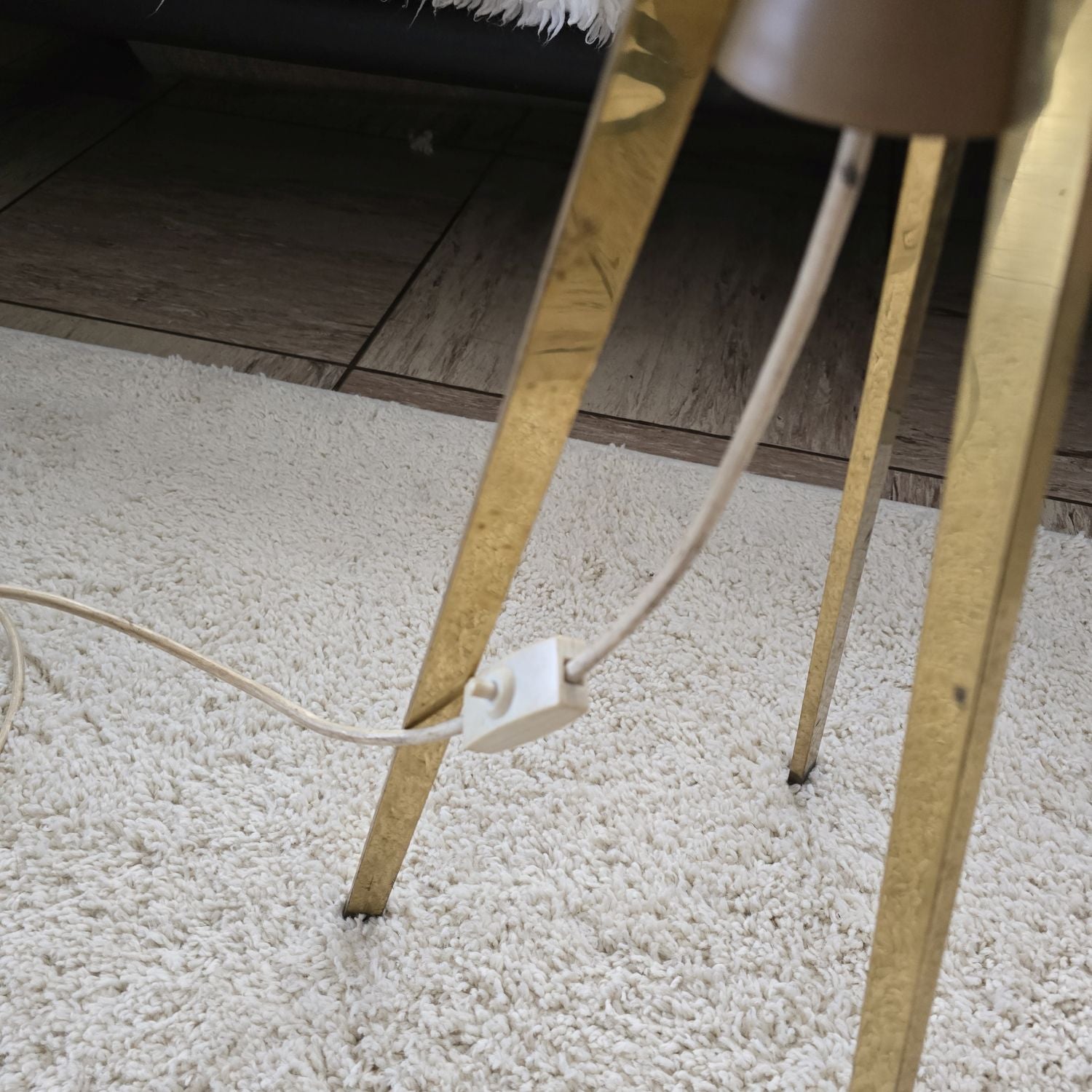 Mid Century Tripod Stehleuchte - 50er 60er Jahre - Teak - Messing - Floor Lamp