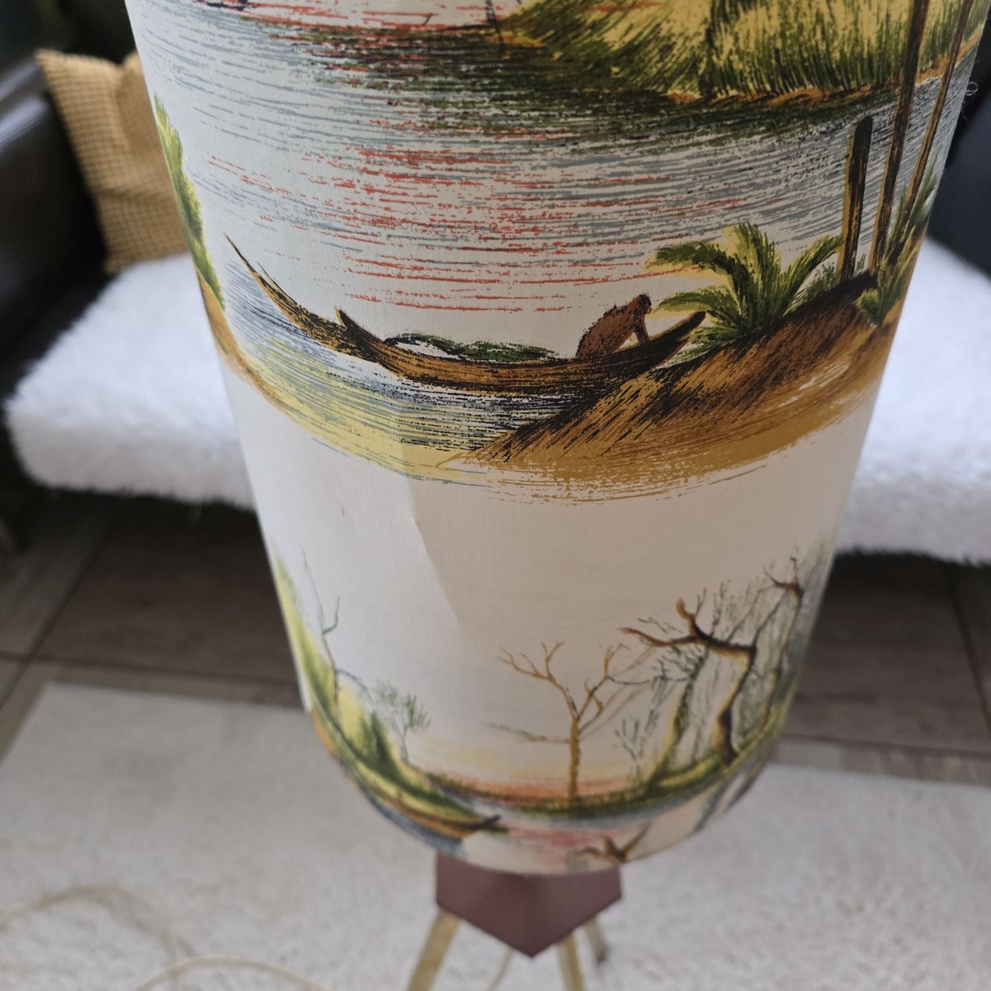 Mid Century Tripod Stehleuchte - 50er 60er Jahre - Teak - Messing - Floor Lamp