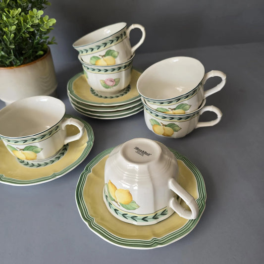 Villeroy & Boch French Garden Fleurence Tassen mit Unterteller- 6er Set - Kaffee oder Tee