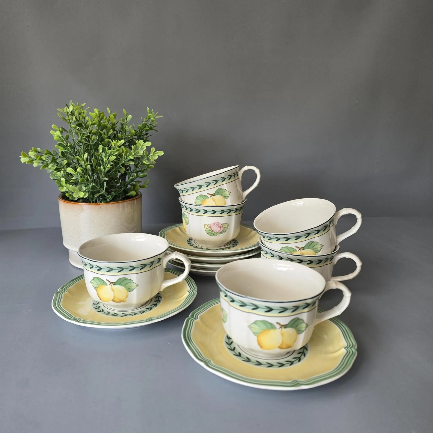 Villeroy & Boch French Garden Fleurence Tassen mit Unterteller- 6er Set - Kaffee oder Tee