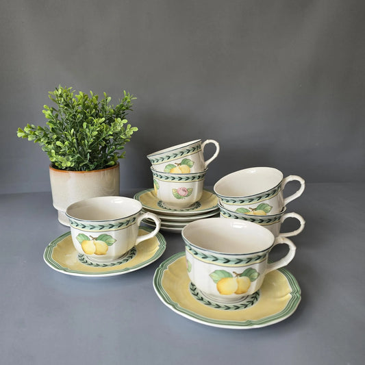Villeroy & Boch French Garden Fleurence Tassen mit Unterteller- 6er Set - Kaffee oder Tee
