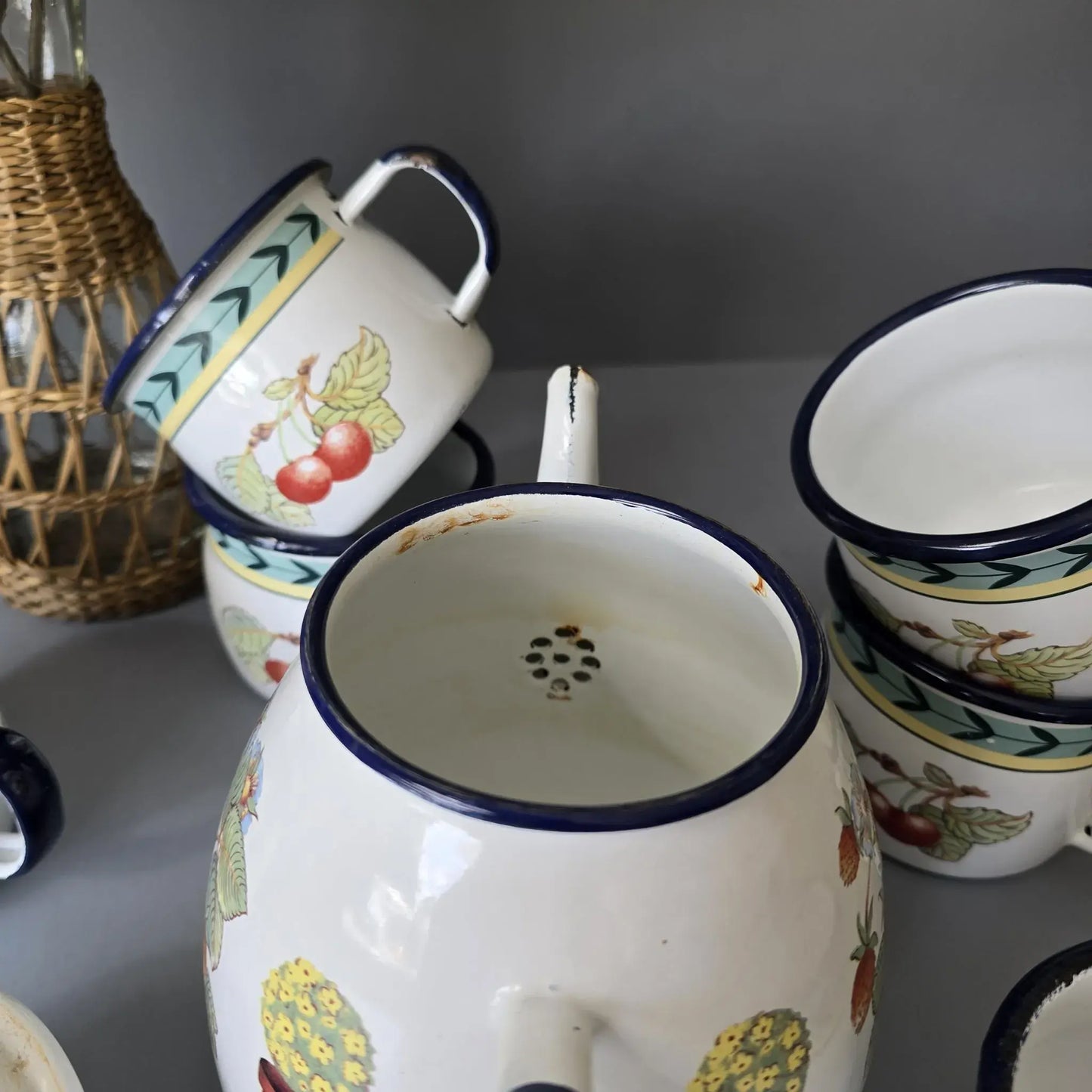 Villeroy & Boch -French Garden - Roanne - Emaille Teekanne und 6 Tassen