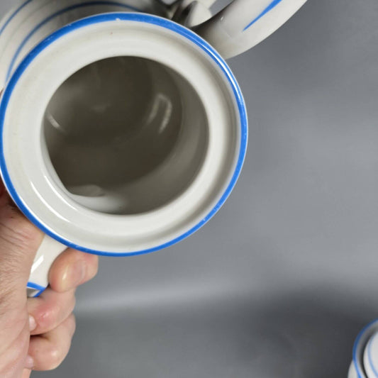 Kaffeekern Blaue Streifen - KPM Krister Waldenburg - Kaffeekanne Zuckerdose Milchkännchen