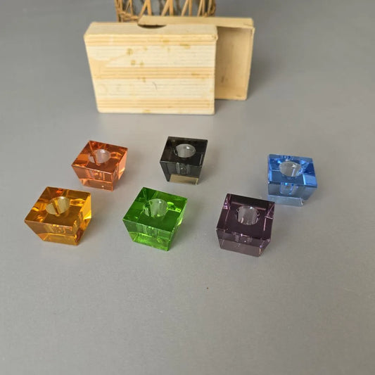 Vintage Mid-Century-Mini-Kerzenständer aus Glas, 6er-Set, mehrfarbig, 1950er Jahre