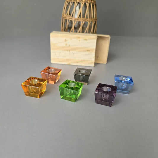 Vintage Mid-Century-Mini-Kerzenständer aus Glas, 6er-Set, mehrfarbig, 1950er Jahre