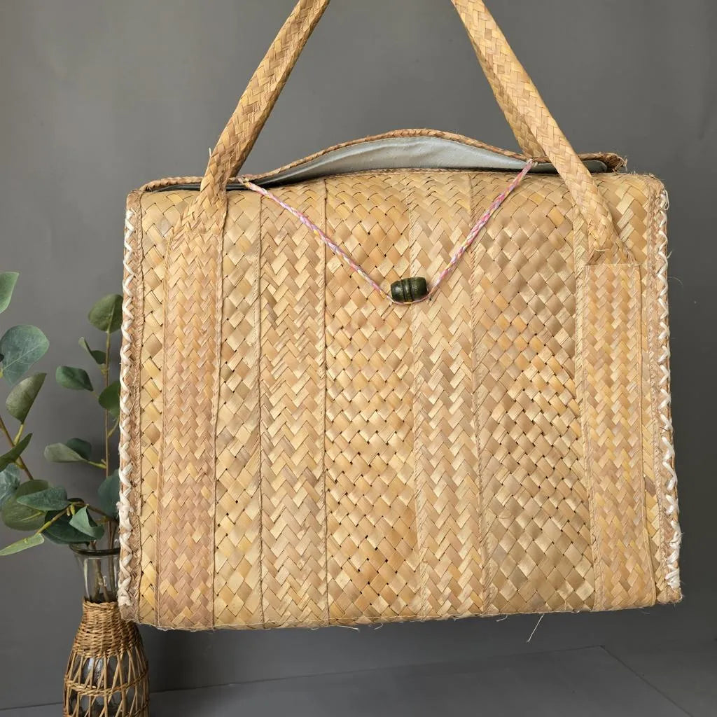 Vintage Raffia Stroh Tasche - Bahamas - 1970er Jahre - Strandtasche 