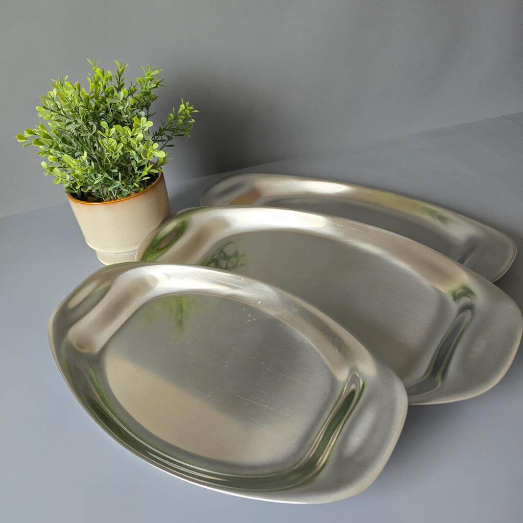 WMF Wagenfeld Servierplatten Set, Cromargan, 3-teilig